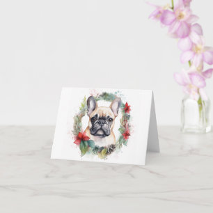 French Bulldog Christmas Wreath Festive Pup Card