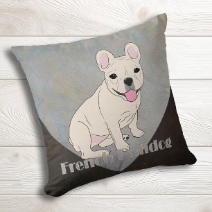 French Bulldog Coffee Brown Blue Ice Grunge Cushion