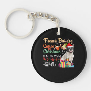 French Bulldog Coffee Christmas It's Wonderful Key Ring