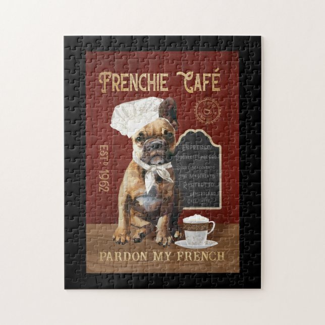 French Bulldog Coffee Company Canvas Jigsaw Puzzle (Vertical)