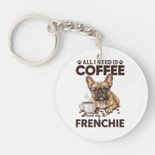 French Bulldog Coffee Frenchie Dog Key Ring