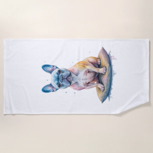 French Bulldog Colorful and Artistic Beach Towel