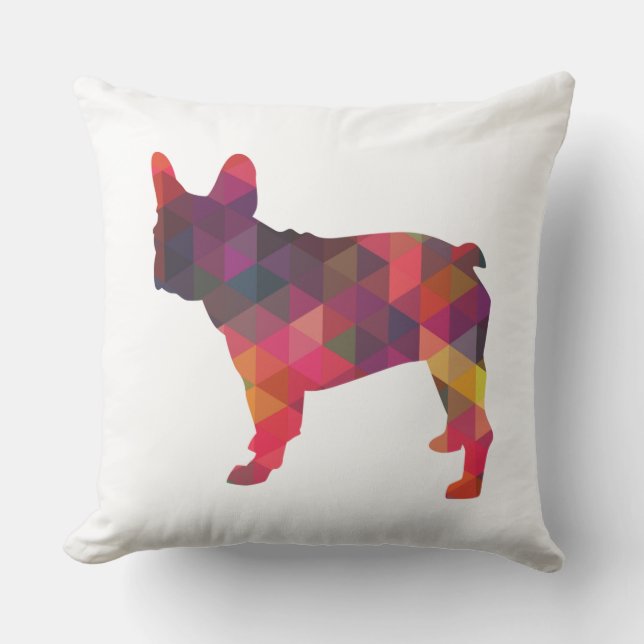 French Bulldog colourful Geometric Silhouette Cushion (Front)