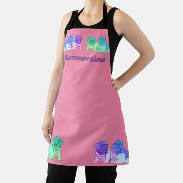 French Bulldog Comic Neon French Bulldog Apron (Insitu)
