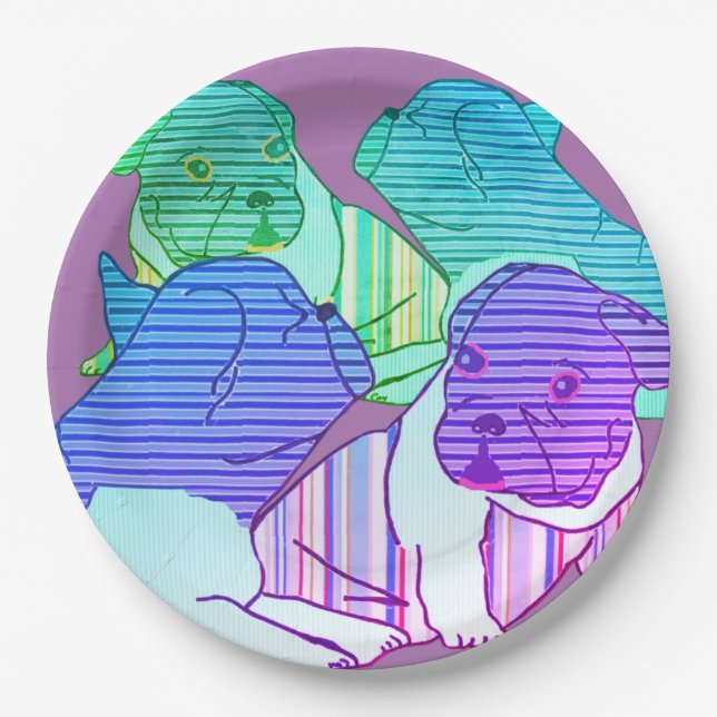 French Bulldog Comic Neon French Bulldog Paper Plate (Front)