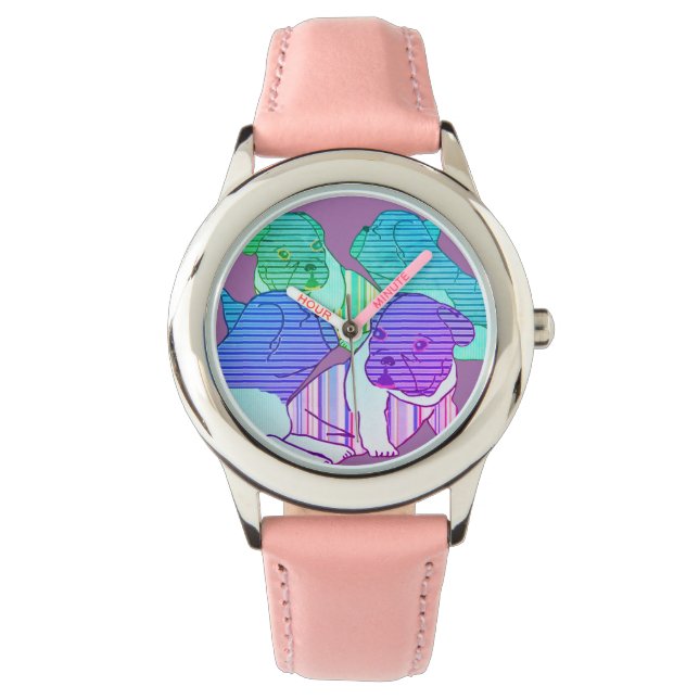 French Bulldog Comic Neon French Bulldog Watch (Front)