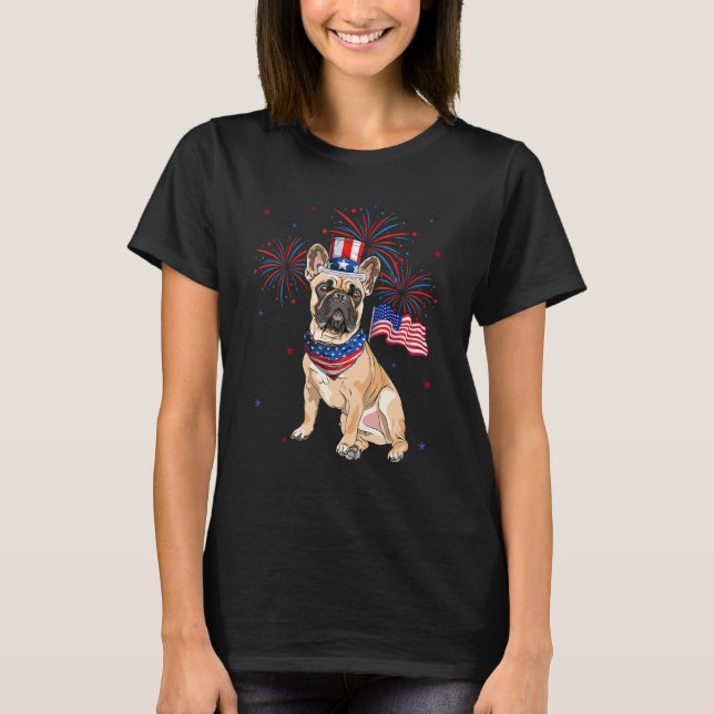 French Bulldog Costume American Flag 4th Of July F T-Shirt (Front)