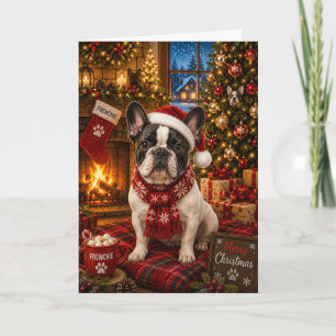 French Bulldog Cosy Christmas Fireplace Holiday Card