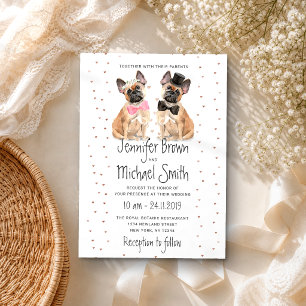 French Bulldog couple bride groom wedding Invitation