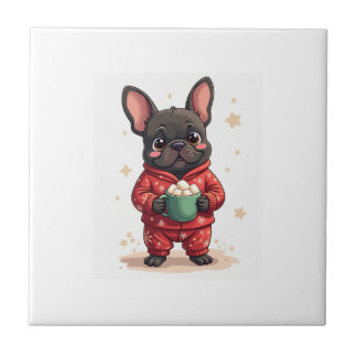 French Bulldog Cozy Cocoa Ceramic Tile