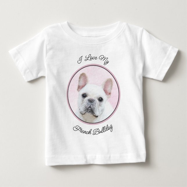 French Bulldog (Cream/White) Painting - Dog Art Baby T-Shirt (Front)