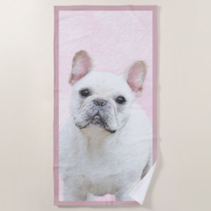 French Bulldog (Cream/White) Painting - Dog Art Beach Towel