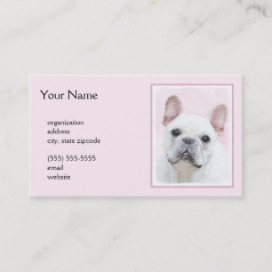 French Bulldog (Cream/White) Painting - Dog Art Business Card