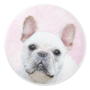 French Bulldog (Cream/White) Painting - Dog Art Ceramic Knob