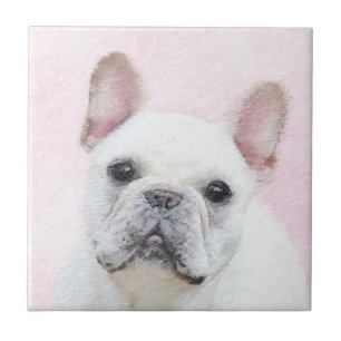 French Bulldog (Cream/White) Painting - Dog Art Ceramic Tile