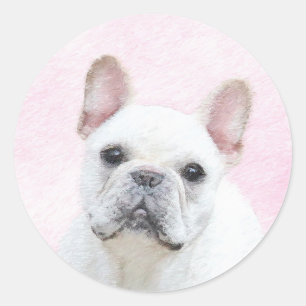 French Bulldog (Cream/White) Painting - Dog Art Classic Round Sticker