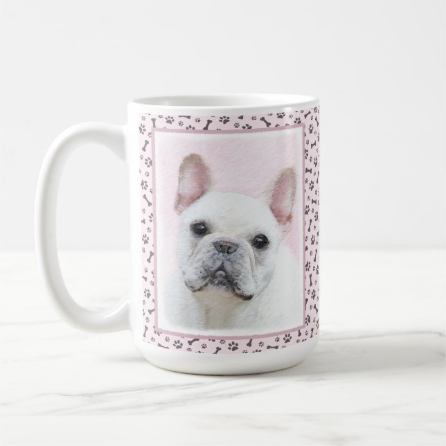 French Bulldog (Cream/White) Painting - Dog Art Coffee Mug (Left)