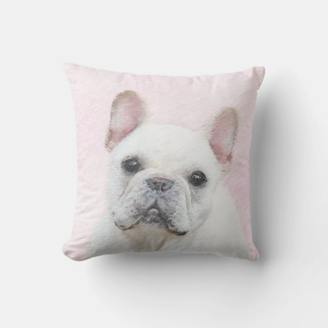 French Bulldog (Cream/White) Painting - Dog Art Cushion (Front)