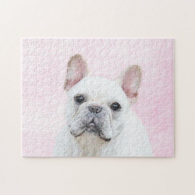 French Bulldog (Cream/White) Painting - Dog Art Jigsaw Puzzle (Horizontal)