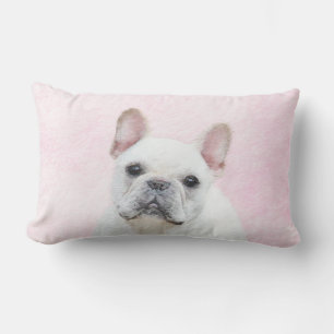 French Bulldog (Cream/White) Painting - Dog Art Lumbar Cushion