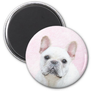 French Bulldog (Cream/White) Painting - Dog Art Magnet