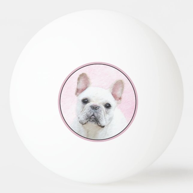 French Bulldog (Cream/White) Painting - Dog Art Ping Pong Ball (Front)