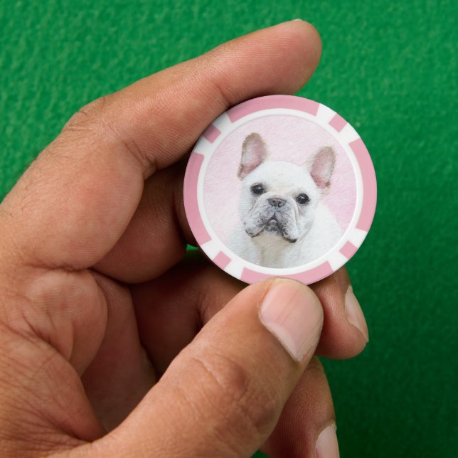 French Bulldog (Cream/White) Painting - Dog Art Poker Chips (Hand)