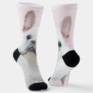French Bulldog (Cream/White) Painting - Dog Art Socks