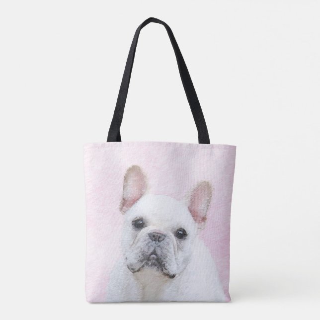 French Bulldog (Cream/White) Painting - Dog Art Tote Bag (Back)