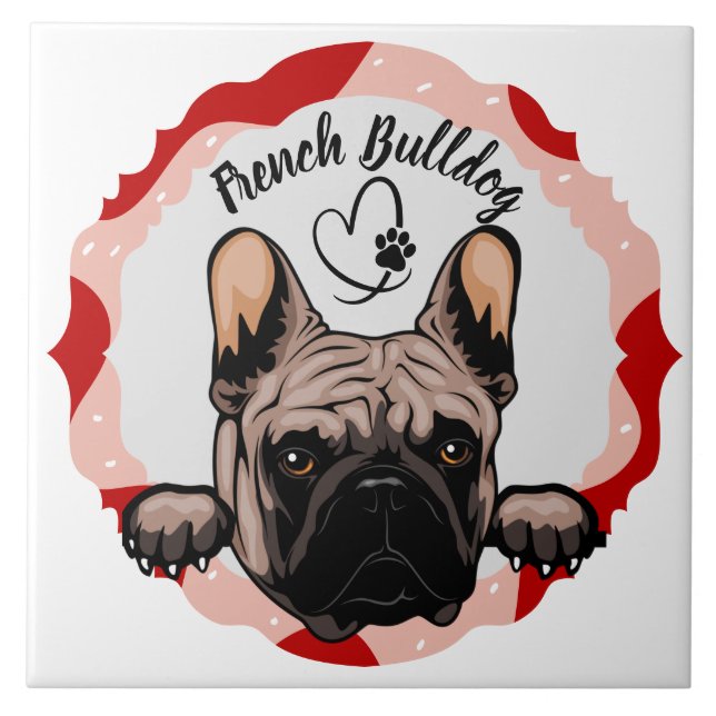  French Bulldog customised pattern photo frame  Ceramic Tile (Front)
