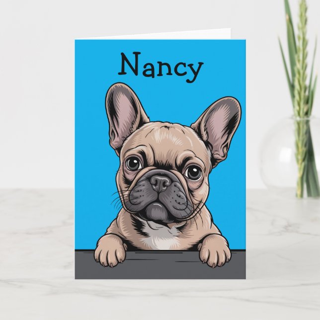 French Bulldog Cute Custom Frenchie Greeting Card (Front)