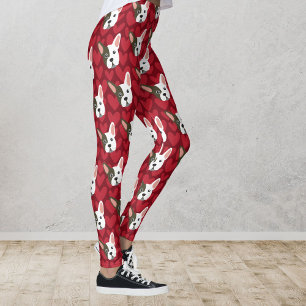 French Bulldog Cute Dog with Valentine Hearts Leggings