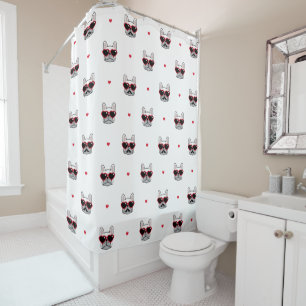French Bulldog   Cute Frenchie Pattern White Shower Curtain