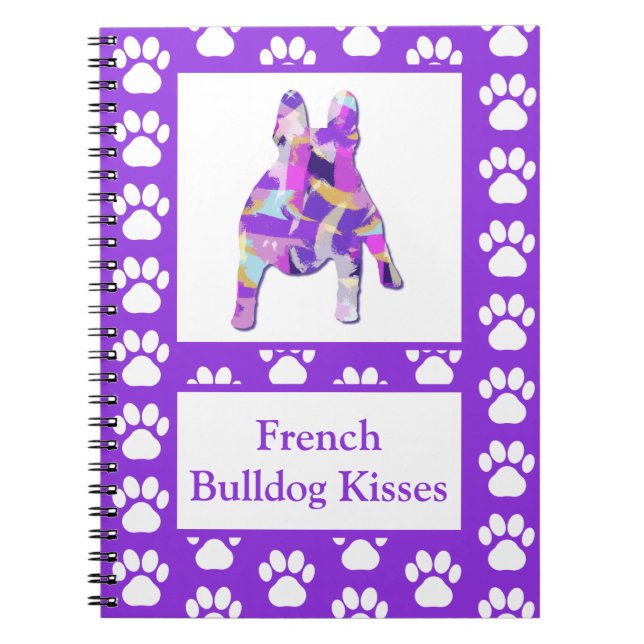 French Bulldog Cute Pet Silhouette Purple PY&B Notebook (Front)