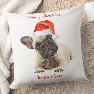 French Bulldog Cute Puppy Christmas Dog Cushion
