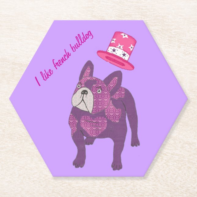 French bulldog cylinder paper coaster (Front)