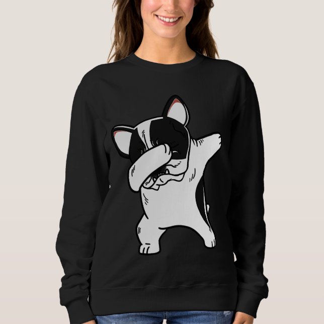 French Bulldog Dabbing Pied French Bulldog Sweatshirt (Front)