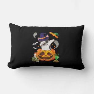 French Bulldog Dabbing To Open Pumpkin Halloween Lumbar Cushion