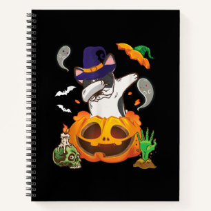 French Bulldog Dabbing To Open Pumpkin Halloween Notebook