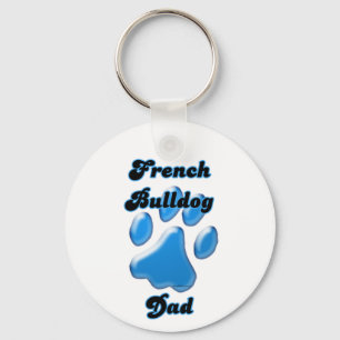 French Bulldog Dad Blue Pawprint Keychain