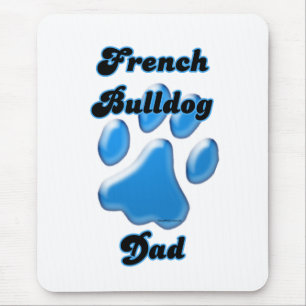 French Bulldog Dad Blue Pawprint Mouse Pad