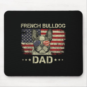 French Bulldog Dad Dog Lovers American Flag 4th Of Mouse Pad