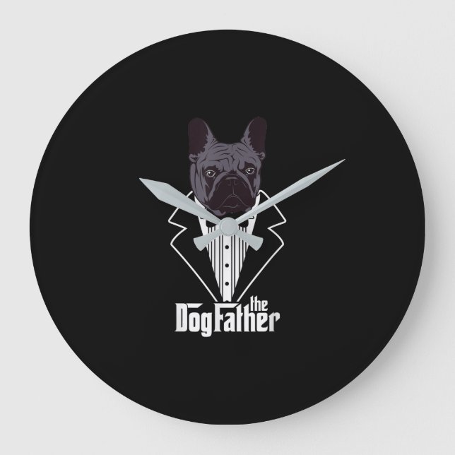 French Bulldog Dad Frenchie Papa Gift Large Clock (Front)