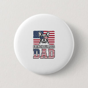 French Bulldog Dad Patriotic Vintage 6 Cm Round Badge