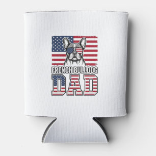 French Bulldog Dad Patriotic Vintage Can Cooler