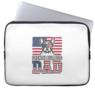 French Bulldog Dad Patriotic Vintage Laptop Sleeve