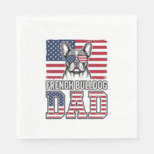 French Bulldog Dad Patriotic Vintage Napkin