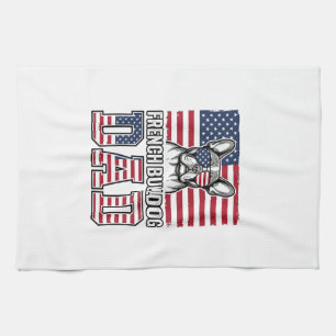 French Bulldog Dad Patriotic Vintage Tea Towel