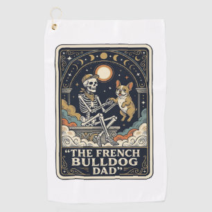 French Bulldog Dad Vintage Skeleton Tarot Shirt_1 Golf Towel