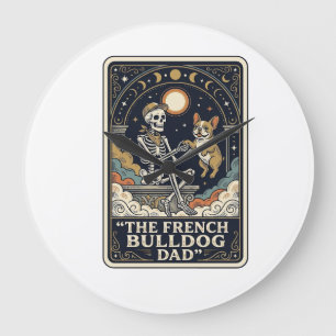French Bulldog Dad Vintage Skeleton Tarot Shirt_1 Large Clock